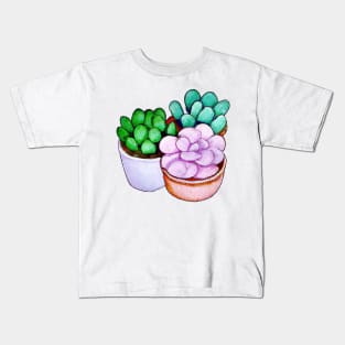 Watercolor Succulents Collection Kids T-Shirt